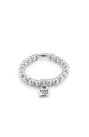 Unode50 Sterling Silver Plated Elastic Beaded Bracelet In Silver