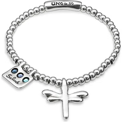 UNODE50 UNODE50 STERLING SILVER-PLATED ELASTIC BEADED BRACELET