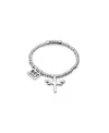 Unode50 Sterling Silver Plated Elastic Beaded Bracelet In Silver