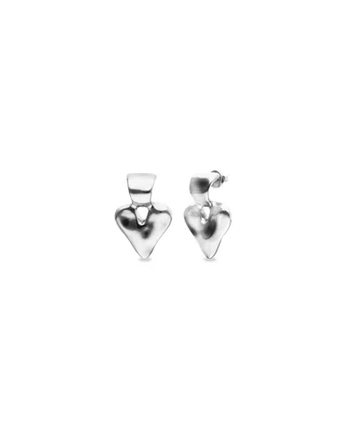 Unode50 Sterling Silver Plated Heart Shaped Earrings In Gold