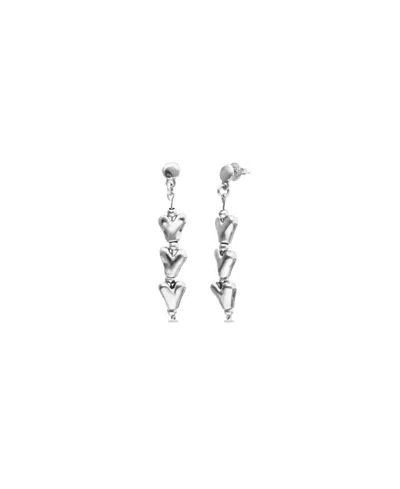 Unode50 Sterling Silver Plated Heart Shaped Long Earrings In Purple