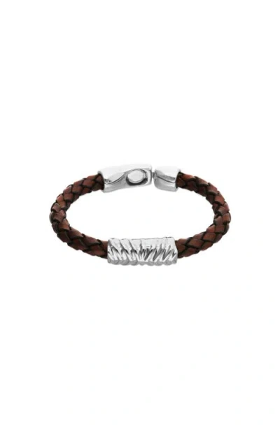 Unode50 Sterling Silver Plated Leather Bracelet In Black