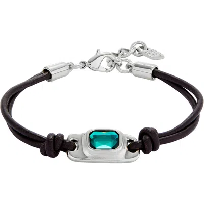 Unode50 Sterling Silver Plated Leather Bracelet In Multi