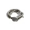 Unode50 Sterling Silver-plated Leather Rows Bracelet In Silver