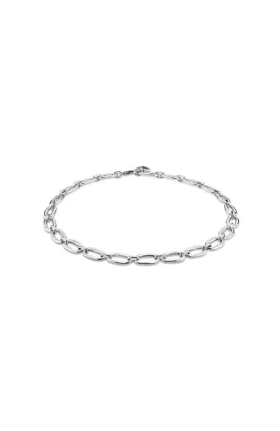 Unode50 Sterling Silver Plated Link Necklace In Metallic