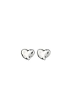 Unode50 Sterling Silver-plated Medium Sized Heart Shaped Earrings In Silver