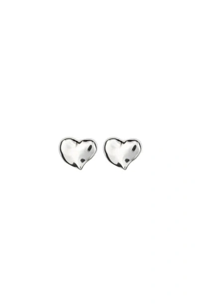 Unode50 Sterling Silver-plated Medium Sized Heart Shaped Earrings