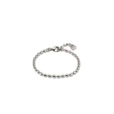 Unode50 Sterling Silver Plated Metal Alloy And Glass Bracelet In Metallic
