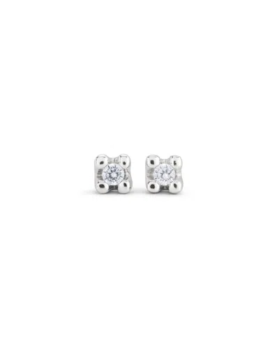 Unode50 Sterling Silver Plated Metal Alloy And White Zircon Earrings