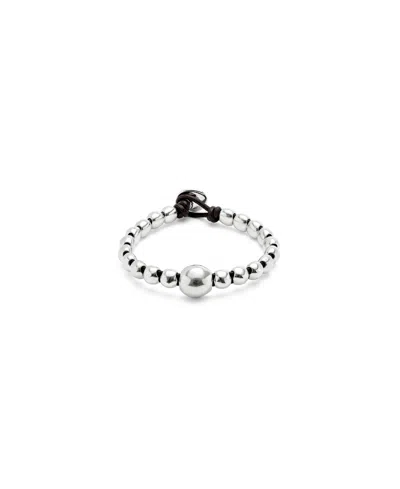 Unode50 Sterling Silver Plated Metal Alloy Bead Bracelet In Metallic