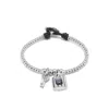 Unode50 Sterling Silver Plated Metal Alloy Bracelet. Central Lock And Key Charms In Silver