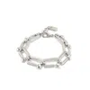 Unode50 Sterling Silver-plated Metal Alloy Bracelet With Rectangular Nail Shape Links In White