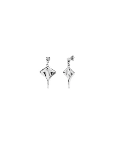 Unode50 Sterling Silver Plated Metal Alloy Earrings In The Shape Of A Stingray