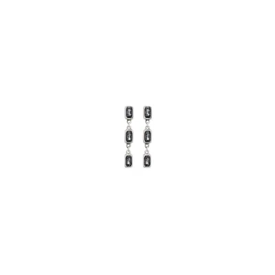Unode50 Sterling Silver-plated Metal Alloy Gray Crystal Earrings