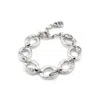 Unode50 Sterling Silver Plated Metal Alloy Median Link Bracelet With Faceted Crystals In Metallic