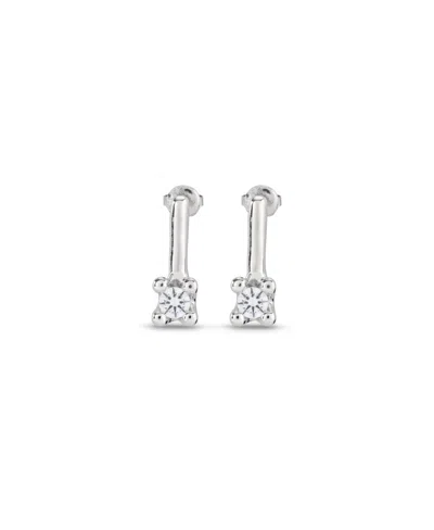 Unode50 Sterling Silver Plated Metal Alloy Medium Earrings In White