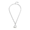 Unode50 Sterling Silver-plated Metal Alloy Medium Size Heart Necklace In Silver