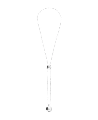Unode50 Sterling Silver Plated Metal Alloy Necklace With Height-adjustable Chain And Two Hanging Weights