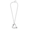 Unode50 Sterling Silver Plated Metal Alloy Necklace With Nail-shaped Links And Large Heart In Silver
