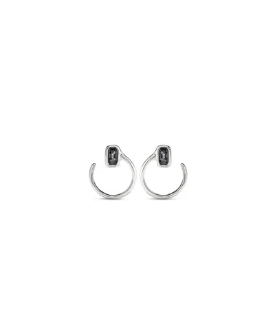 Unode50 Sterling Silver-plated Metal Alloy Needle Shaped Earrings In Gray