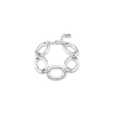 Unode50 Sterling Silver-plated Metal Alloy Oval Links Bracelet