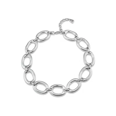 Unode50 Sterling Silver Plated Metal Alloy Oval Links Necklace