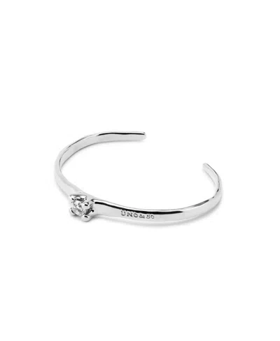 Unode50 Sterling Silver Plated Metal Alloy Rigid Bracelet In White
