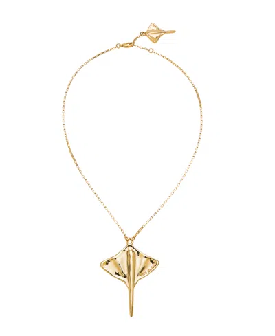 Unode50 Sterling Silver Plated Metal Alloy Short Chain Pendant With Stingray In Gold