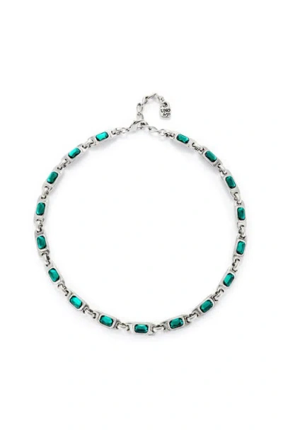 Unode50 Sterling Silver-plated Necklace With Green Crystals