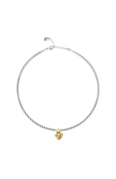 Unode50 Sterling Silver Plated Necklace With Heart Detail In 18k Gold In Brown