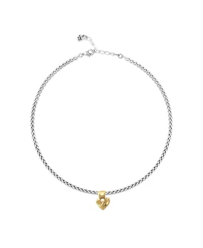Unode50 Sterling Silver Plated Necklace With Heart Detail In Gold In Metallic