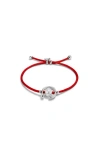 Unode50 Sterling Silver-plated Red Thread Bracelet With Shell Pearl Accessory In Silver