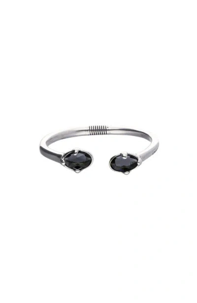 Unode50 Sterling Silver Plated Rigid Bracelet With Black Crystals In Metallic