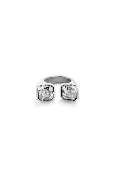Unode50 Sterling Silver Plated Ring With White Crystal