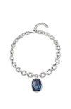 Unode50 Sterling Silver-plated Short Necklace And Crystal In Silver