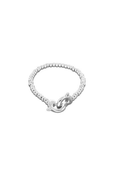 Unode50 Sterling Silver Plated Small Ball Bracelet With Interlocking Carabiner