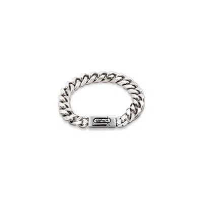 UNODE50 STERLING SILVER-PLATED TREADED BEARDED CHAIN METAL BRACELET