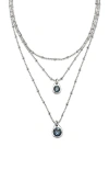 Unode50 Sterling Silver-plated Triple Midi Pendant With Crystals In Silver