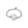 Unode50 Sterling Silver Round Beads Cultivated Pearl Bracelet In Silver