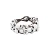 Unode50 Sterling Silver Wide Leather Metal Clad Bracelet In Silver