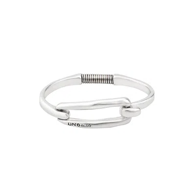 Unode50 Sterling Silver-plated And 18k Gold Metal Rigid Bracelet