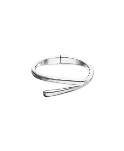 Unode50 Sterling Silver-plated Bracelet In The Shape Of Crossed Tubes In Metallic