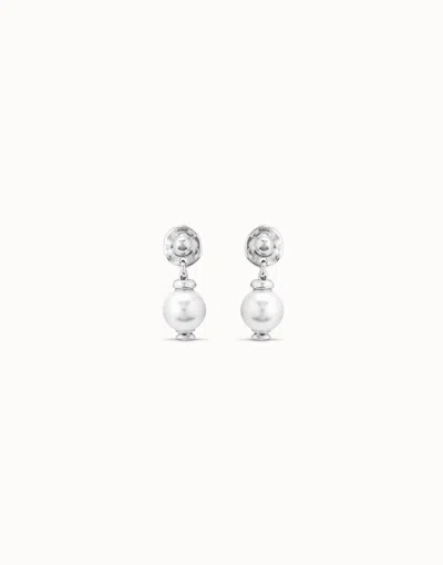 Unode50 Sterling Silver-plated Drop Earrings With Pearl In White