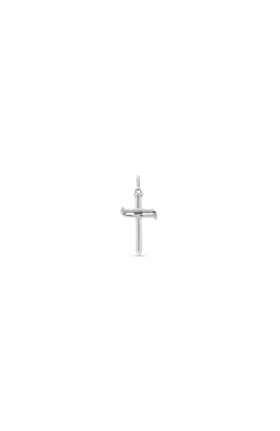 Unode50 Sterling Silver-plated Large Sized Cross Charm In Metallic