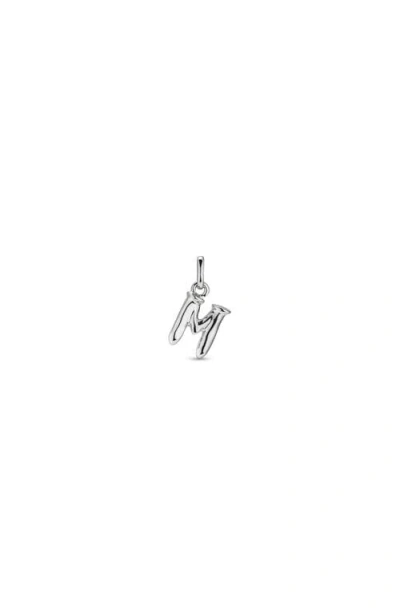 Unode50 Sterling Silver-plated Letter M Charm In Metallic