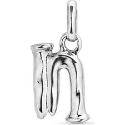 Unode50 Sterling Silver-plated Letter N Charm In Metallic
