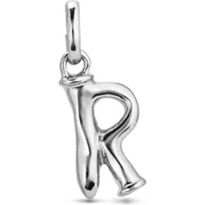 Unode50 Sterling Silver-plated Letter R Charm In Metallic