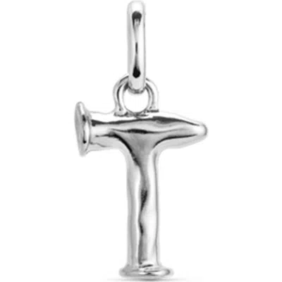 Unode50 Sterling Silver-plated Letter T Charm In Metallic