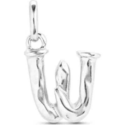 Unode50 Sterling Silver-plated Letter W Charm In Metallic