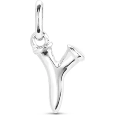 Unode50 Sterling Silver-plated Letter Y Charm In Metallic